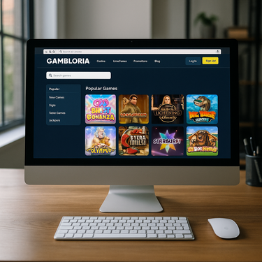 Gambloria Casino - Desktop Platform Design - Clean Interface for Australian Players